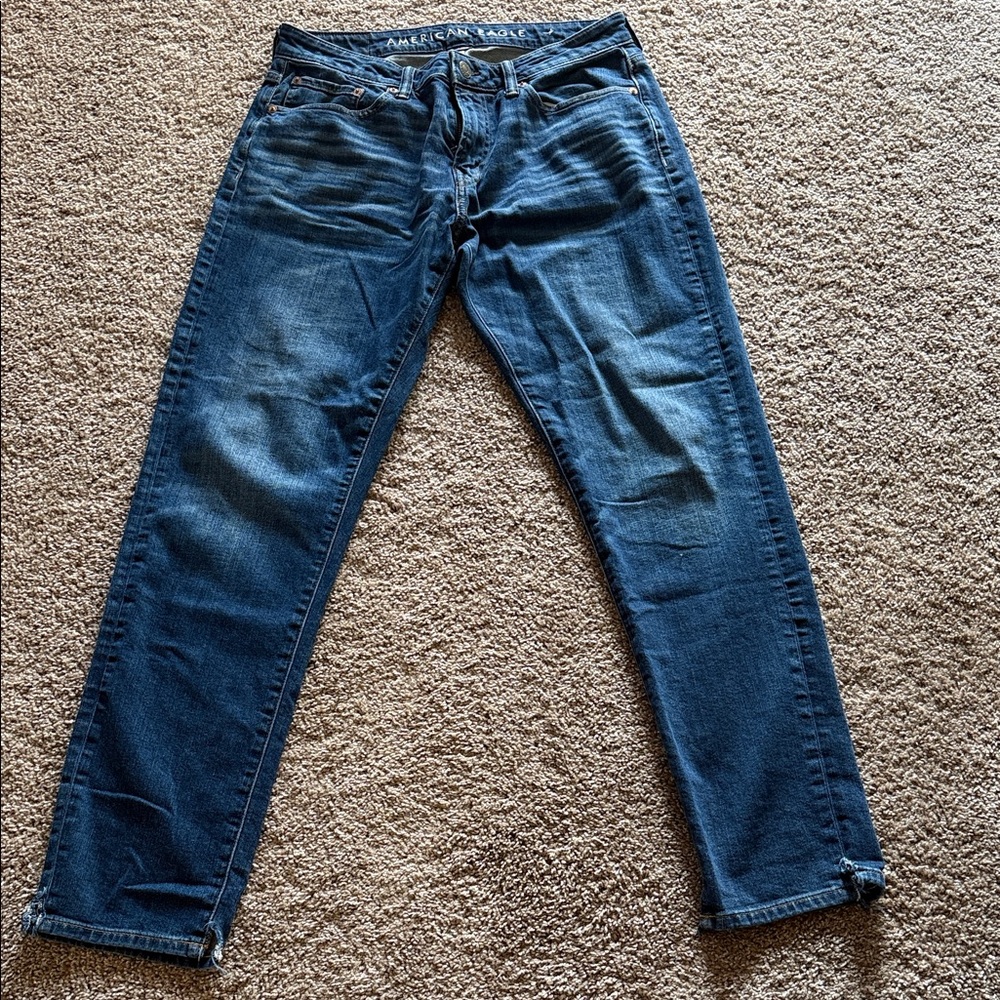 American Eagle Outfitters Men's Dark Blue Straight Jeans